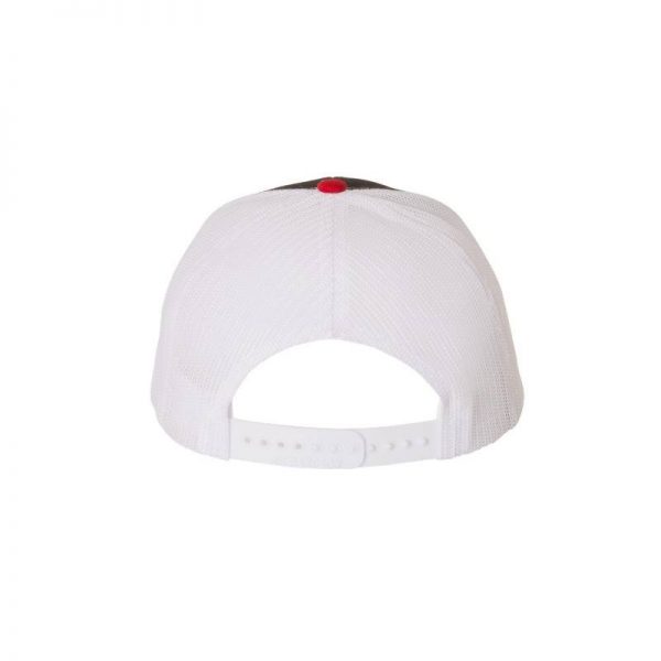 One, Black, White and Red Trucker Hat Rear View by Richardson