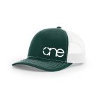 One, Dark Green and White Trucker Hat by Richardson