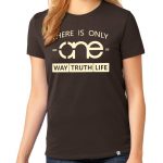 Ladies Dark Brown One Way Truth Life short sleeve Christian Tee Shirt, in Cream.