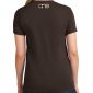 Ladies Dark Brown Short Sleeve Tee Shirt, One on upper back in Cream.