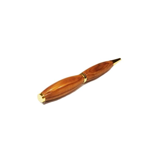 Bethlehem Olive Wood Pen Rear Side in Gold.