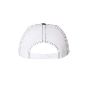 Camo and White "One" Trucker Hat with White logo, snapback - backside of the hat.