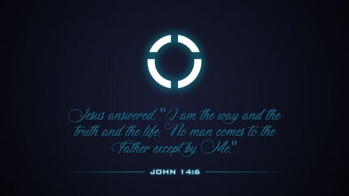 One Way Truth Life background image in dark with Scripture and glowing..