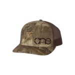 RealTree Max-1 and Brown "One" Trucker Hat with Brown logo, snapback.