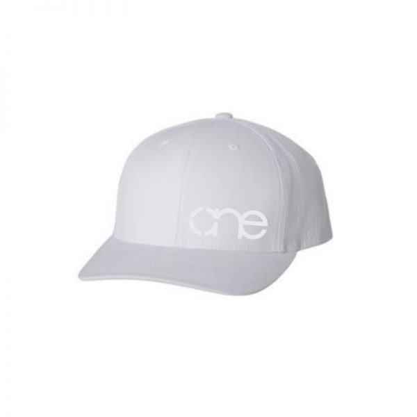 Solid White “One” Trucker Hat with White logo, Yupoong Classics snapback. Solid White "One" Trucker Hat with White logo, Yupoong Classics snapback.