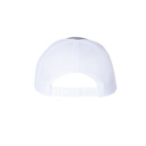 Heather Grey "One" Trucker Hat showing back with snapback.
