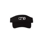 Black "One" Visor with White logo, hook & loop closure.