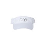 White "One" Visor with White logo, hook & loop closure.