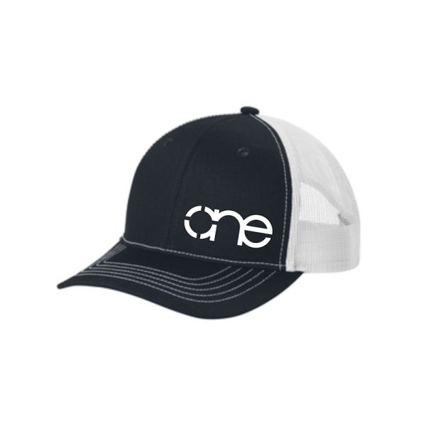 Rich Navy Blue and White Youth "One" Trucker Hat with White logo, snapback. Rich Navy Blue and White Youth "One" Trucker Hat with White logo, snapback.