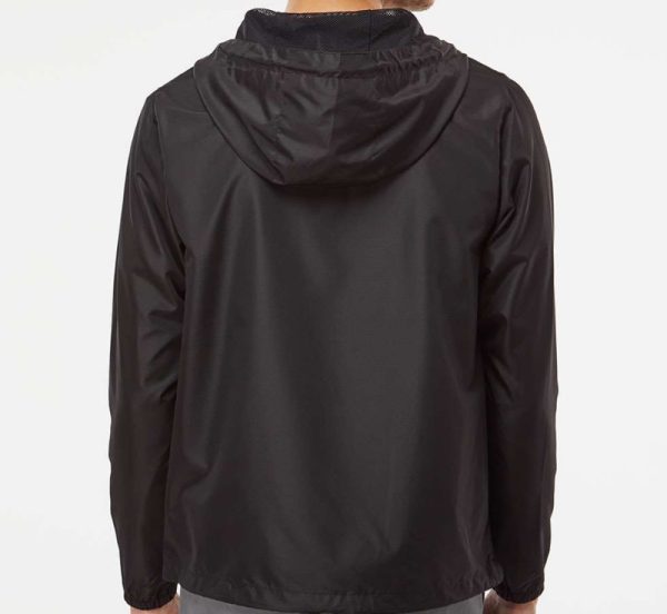 Men's, Black One Circular Christian 1/4 Zip Windbreaker, back.