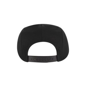 Black "One" 5 Panel Camper Hat with White logo, snapback, back.