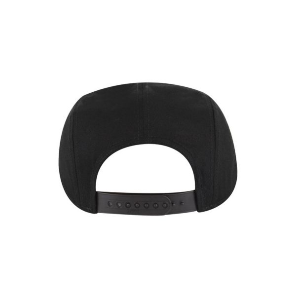 Black "One" 5 Panel Camper Hat with White logo, snapback, back.