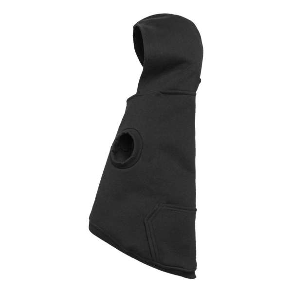 Doggie 3-End Fleece Hoodie in black, with white "One" logo, side view.