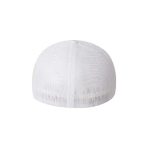 White Flexfit Trucker Cap with Grey One logo, back view.