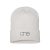 White cuffed beanie with grey One logo.