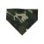 Green Camo, One, dog bandanna with white woven label.