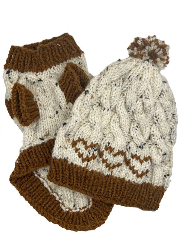 Pieces of Joy assorted pet sweaters and beanie combos.