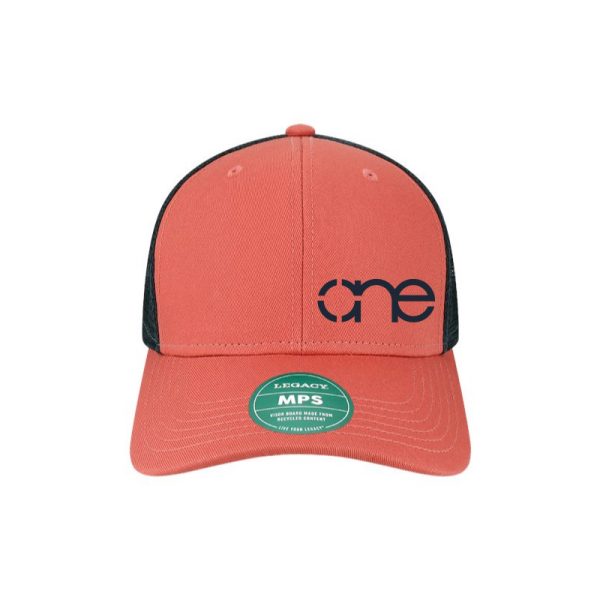 Nantucket and Navy Blue 6-Panel Hat, featuring the "One" logo in Navy Blue, structured bill, snap-back closure, front view.