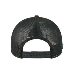 Black, Quilted, 6-Panel Trucker Hat, featuring the "One" logo in Black, structured bill, snap-back closure, back view.