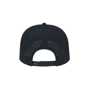 Black, water-resistent perforated, 5-Panel Hat, featuring the "One Way Truth Life" logo in Black, structured bill, snap-back closure, back view.