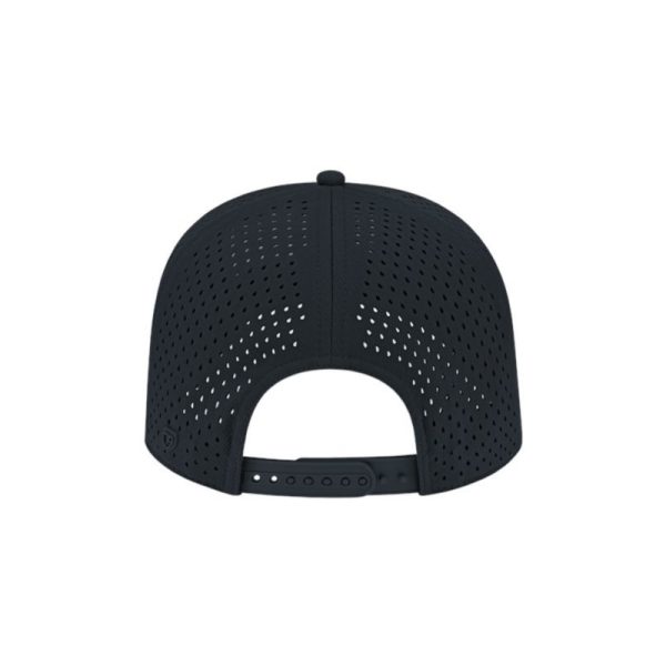 Black, water-resistent perforated, 5-Panel Hat, featuring the "One Way Truth Life" logo in Black, structured bill, snap-back closure, back view.