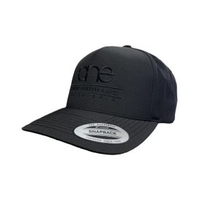 Black, water-resistent perforated, 5-Panel Hat, featuring the "One Way Truth Life" logo in Black, structured bill, snap-back closure, front view.