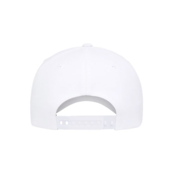 White, adjustable Flexfit NU Snapback Cap with White OWTL (One Way Truth Life) logo, OSFM, back view.