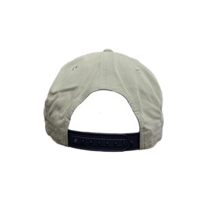 Light Grey, 5-Panel Golf Cap with Navy Blue rope featuring the "One Way Truth Life" logo in Navy Blue, semi-curved bill with snap-back closure, back view.