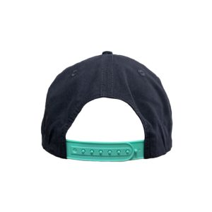 Navy Blue, 5-Panel Golf Cap with Teal rope featuring the "One Way Truth Life" logo in Teal, semi-curved bill with snap-back closure, back view.