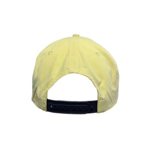 Yellow, 5-Panel Golf Cap with Navy Blue rope featuring the "One Way Truth Life" logo in Navy Blue, semi-curved bill with snap-back closure, back view.