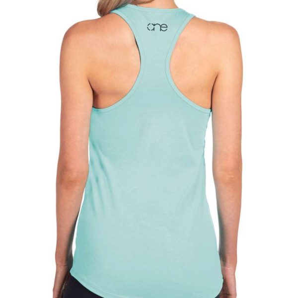 Ladies cancun blue, The Lord is near the brokenhearted, Christian tank top, back view.