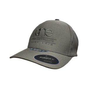 Medium Grey adjustable Flexfit NU Snapback Cap with Medium Grey OWTL (One Way Truth Life) logo, OSFM, side-front view.