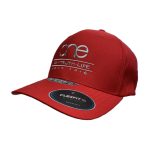 Red adjustable Flexfit NU Snapback Cap with Grey OWTL (One Way Truth Life) logo, OSFM, side-front view.