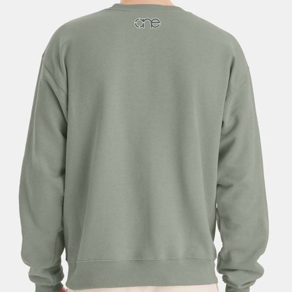 Men's, Dark Sage OWTL John 14:6 Christian sweater, back.