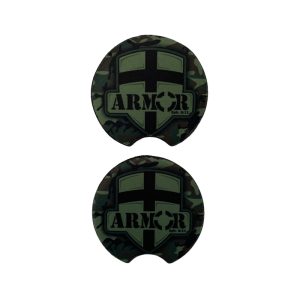 Neoprene Armor of God car coasters without packaging.