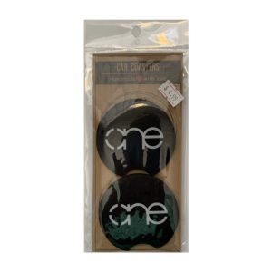 Neoprene One car coasters inside of it's retail package.