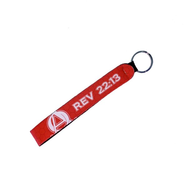 Keychain Lanyard - Alpha and Omega - Red Red Alpha & Omega Wrist Keychain.