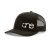Black XL "One" Trucker Hat with White logo, snapback, front side view.