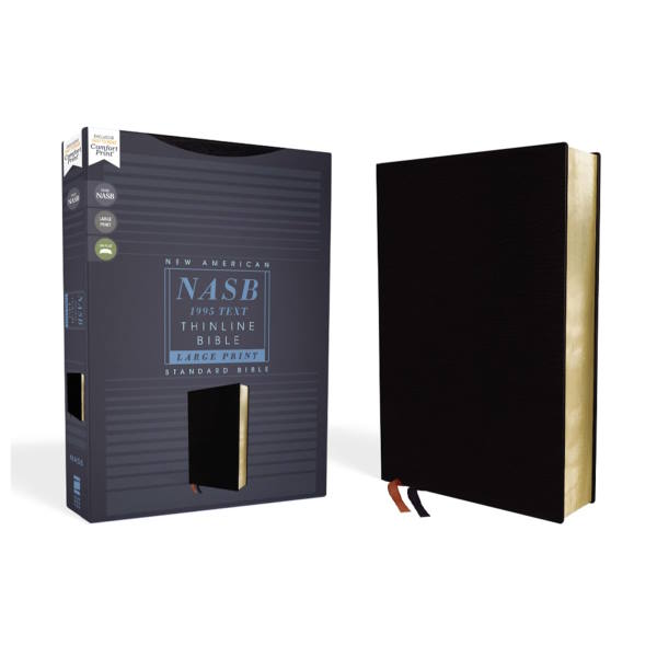 The NASB Thinline, Large Print, Bonded Leather, Black Bible.