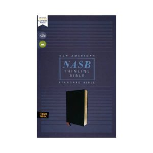 The NASB Thinline Thumb Indexed Bonded Leather Black Bible.