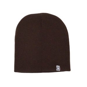 Brown One Woven Label Beanie