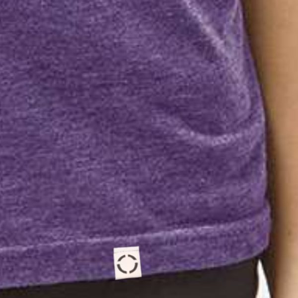 Ladies Heather Purple short sleeve Christian tee shirt with woven label.