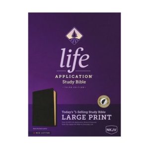 The NKJV Life Application Study, Large Print, Indexed, Bonded Leather, Black Bible.