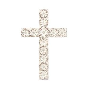 White Floral Resin Wall Cross.