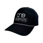 Black, Five-Panel (5P) Rope Heritage Fit Cap, featuring the "One Way Truth Life" logo in Black, structured bill, snap-back closure, front view.