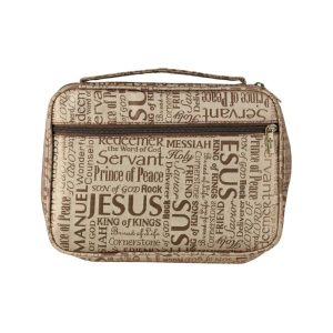 Bible Cover, Names of Jesus, Brown.