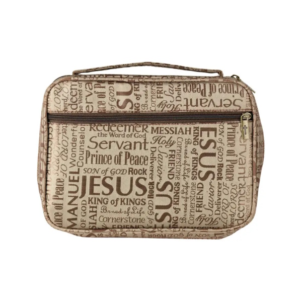 Bible Cover Names of Jesus, Brown Bible Cover, Names of Jesus, Brown.
