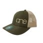 Olive and Light Khaki, Quilted, 6-Panel Trucker Hat, featuring the 