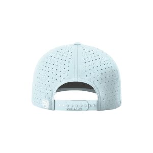Soft Blue, water-resistent perforated, 6-Panel hat, featuring the "One Way Truth Life" logo in Charcoal, structured bill, snap-back closure, back view.