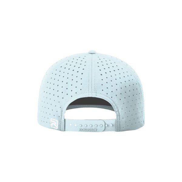Soft Blue, water-resistent perforated, 6-Panel hat, featuring the "One Way Truth Life" logo in Charcoal, structured bill, snap-back closure, back view.